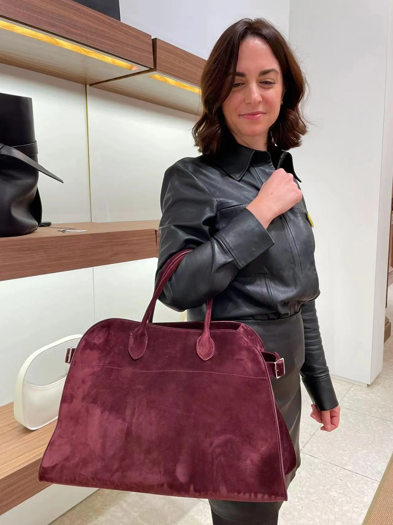 Autumn & Winter Italian Suede Leather Large Commuter Tote, Fashion Women's Shoulder & Crossbody Handbag, Leather Everyday Bag