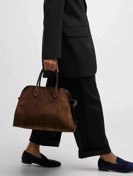 Autumn & Winter Italian Suede Leather Large Commuter Tote, Fashion Women's Shoulder & Crossbody Handbag, Leather Everyday Bag