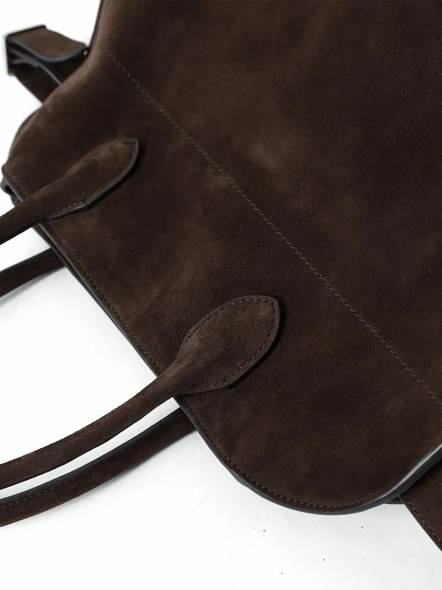 Autumn & Winter Italian Suede Leather Large Commuter Tote, Fashion Women's Shoulder & Crossbody Handbag, Leather Everyday Bag
