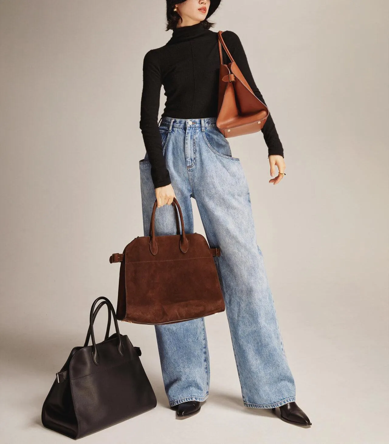 Autumn & Winter Italian Suede Leather Large Commuter Tote, Fashion Women's Shoulder & Crossbody Handbag, Leather Everyday Bag
