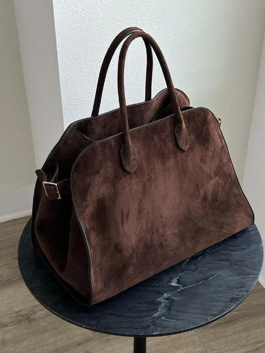 Autumn & Winter Italian Suede Leather Large Commuter Tote, Fashion Women's Shoulder & Crossbody Handbag, Leather Everyday Bag