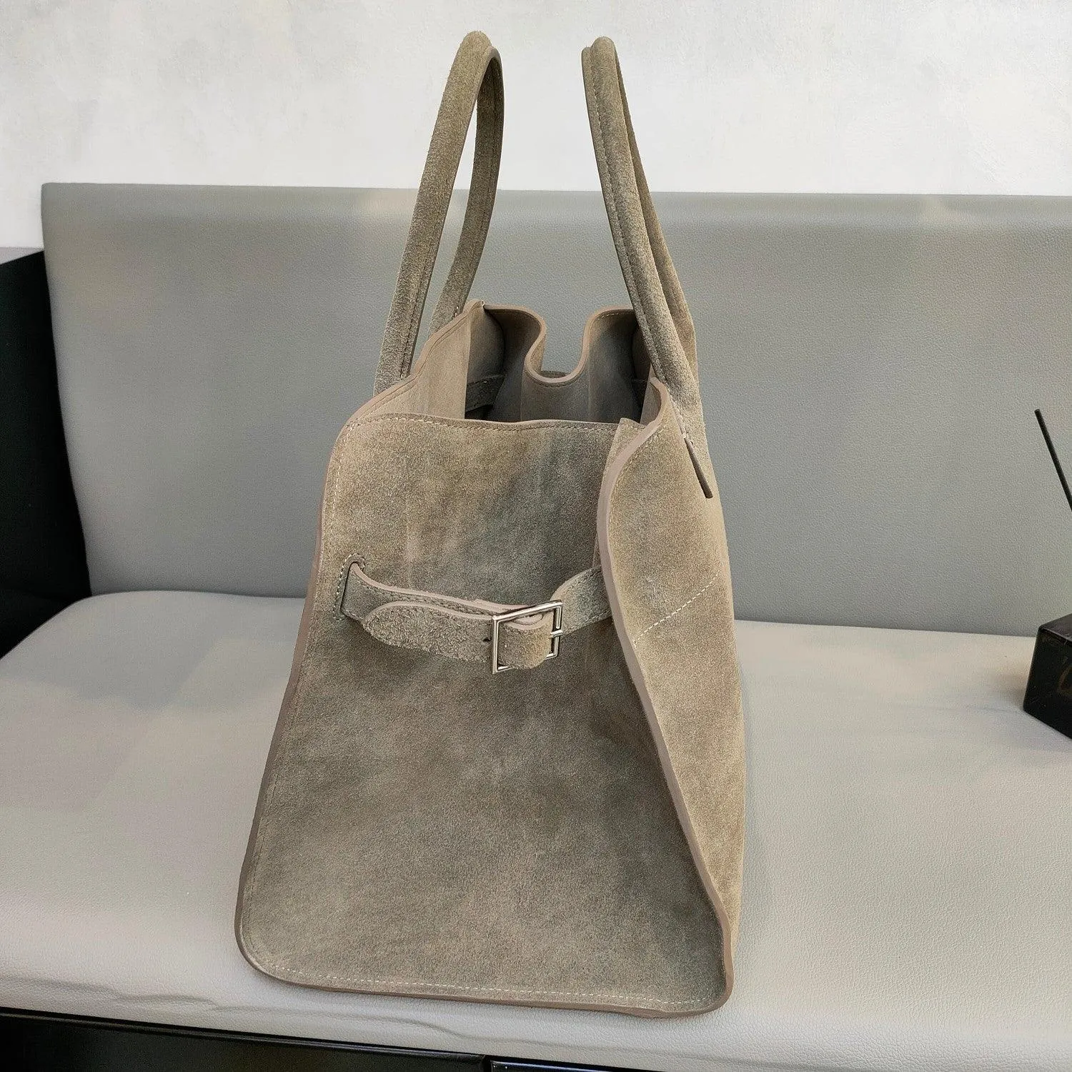 Autumn & Winter Italian Suede Leather Large Commuter Tote, Fashion Women's Shoulder & Crossbody Handbag, Leather Everyday Bag