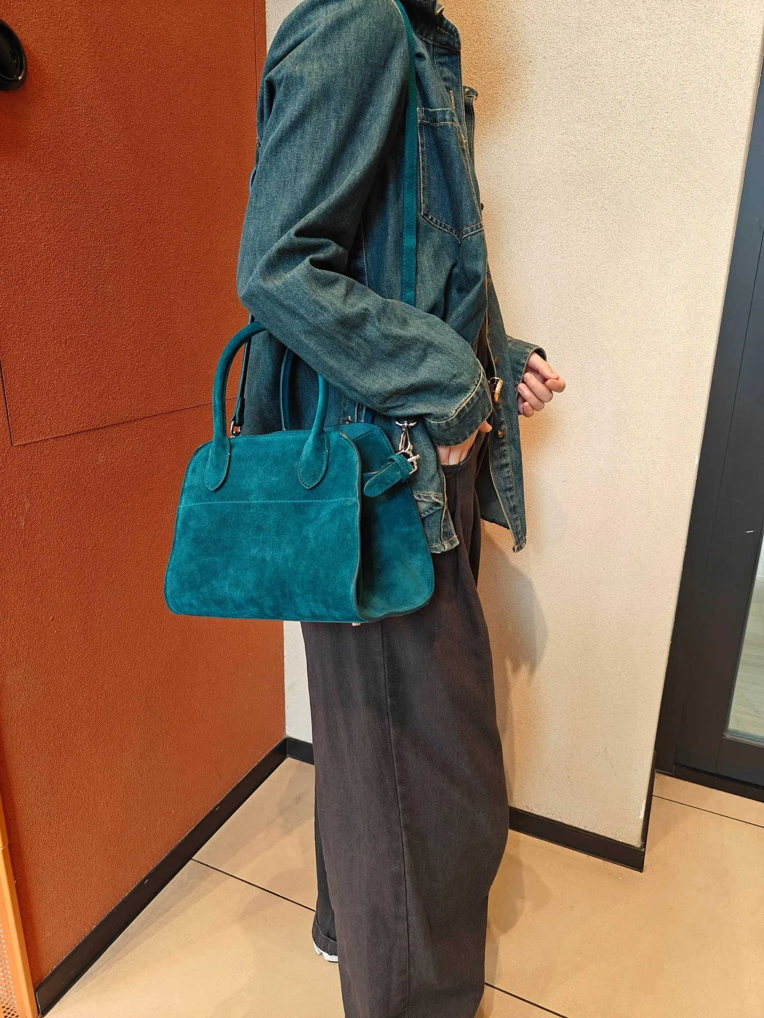 Autumn & Winter Italian Suede Leather Large Commuter Tote, Fashion Women's Shoulder & Crossbody Handbag, Leather Everyday Bag