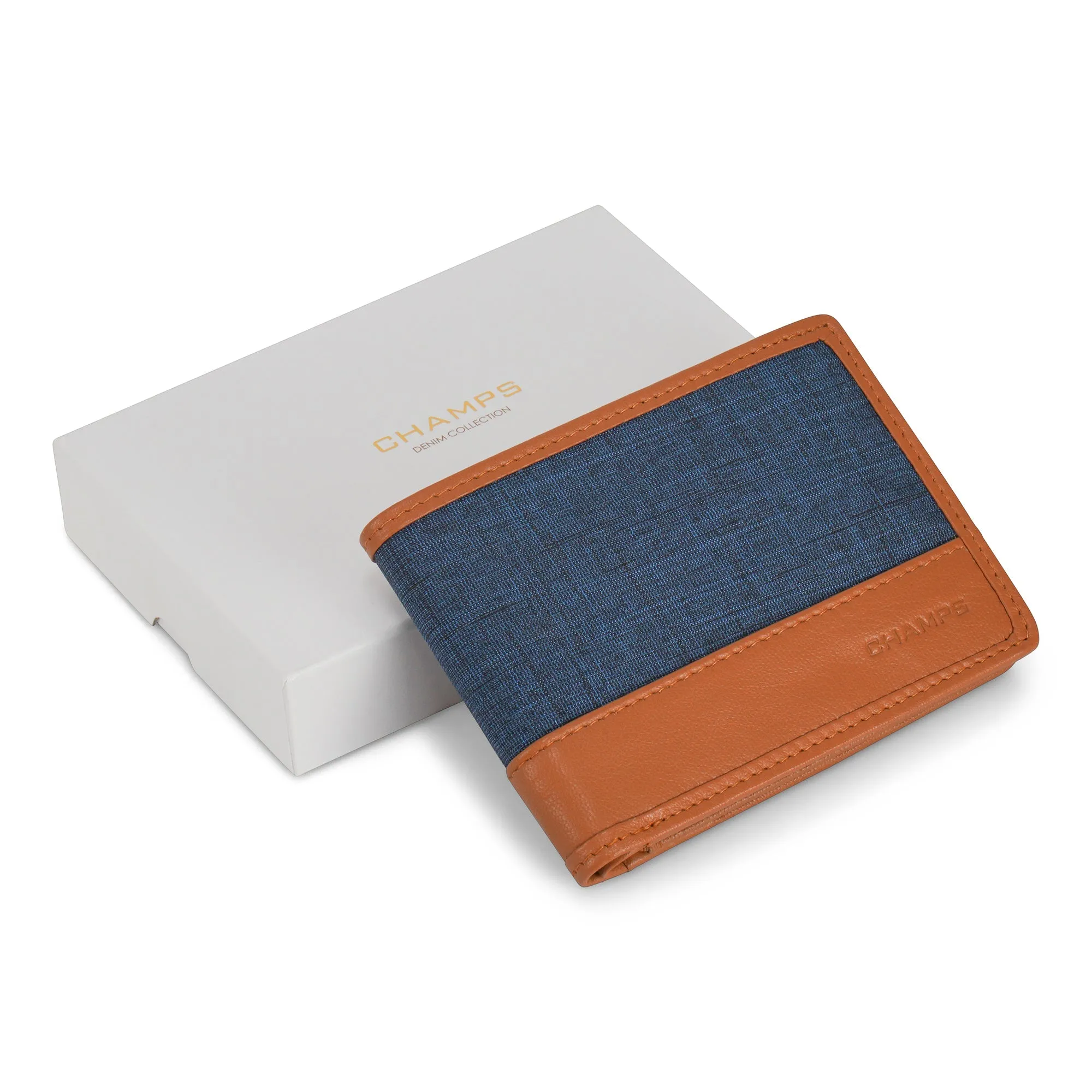 Denim / Leather Zip Around Wallet *Drop Ship*