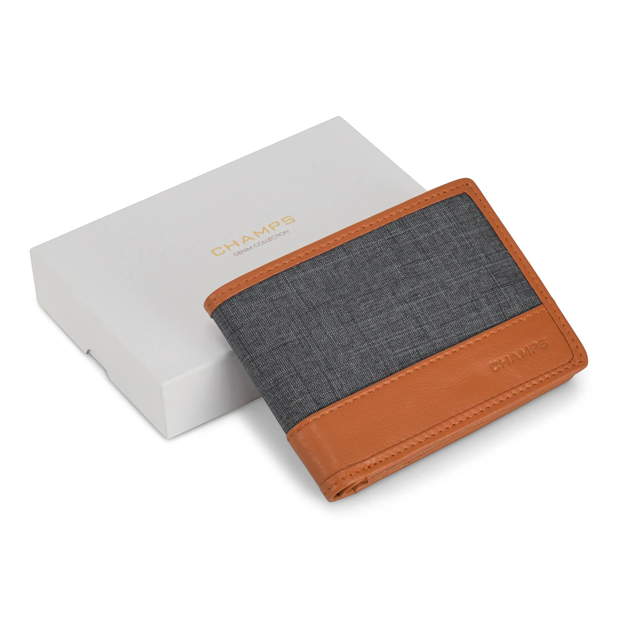 Denim / Leather Zip Around Wallet *Drop Ship*