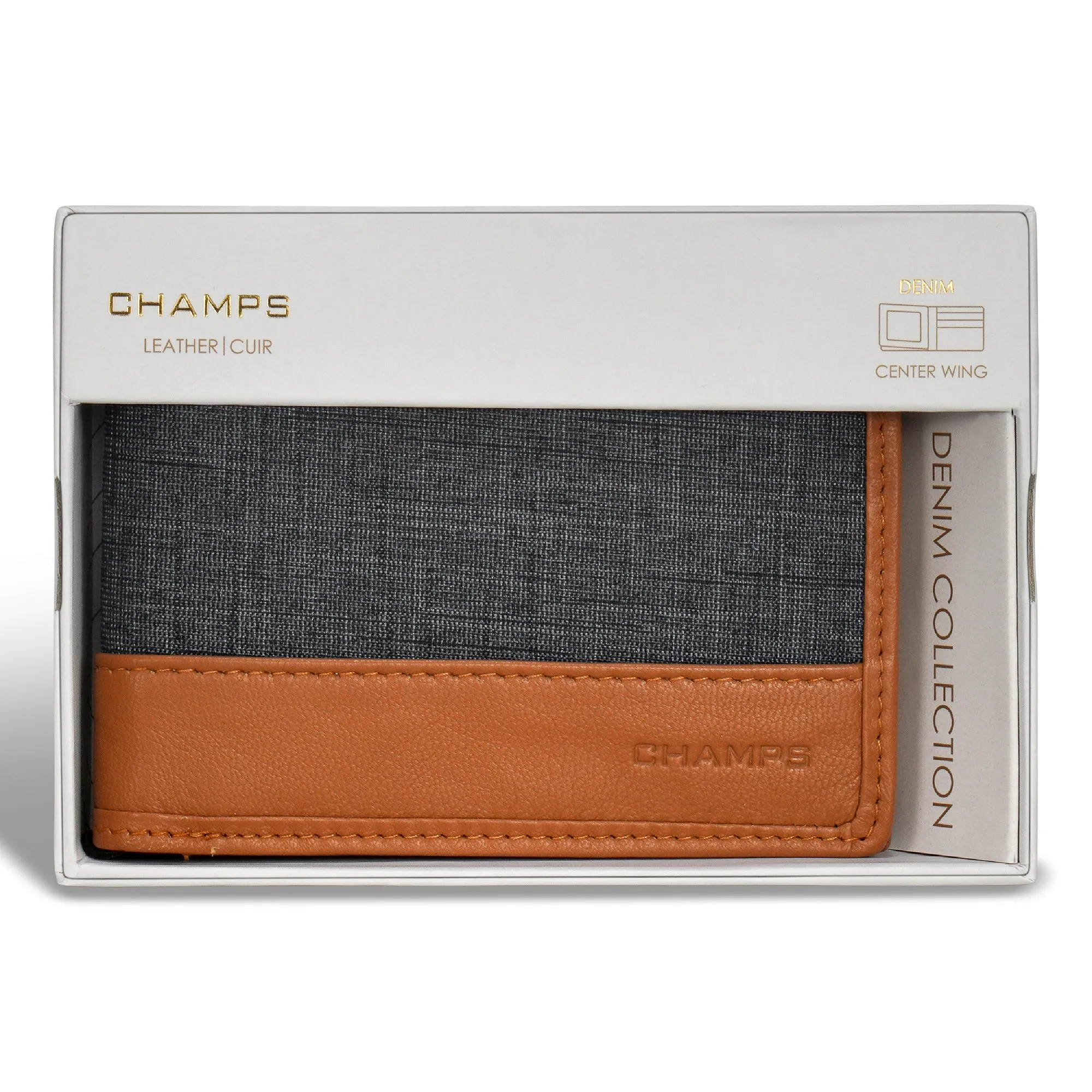 Denim / Leather Zip Around Wallet *Drop Ship*