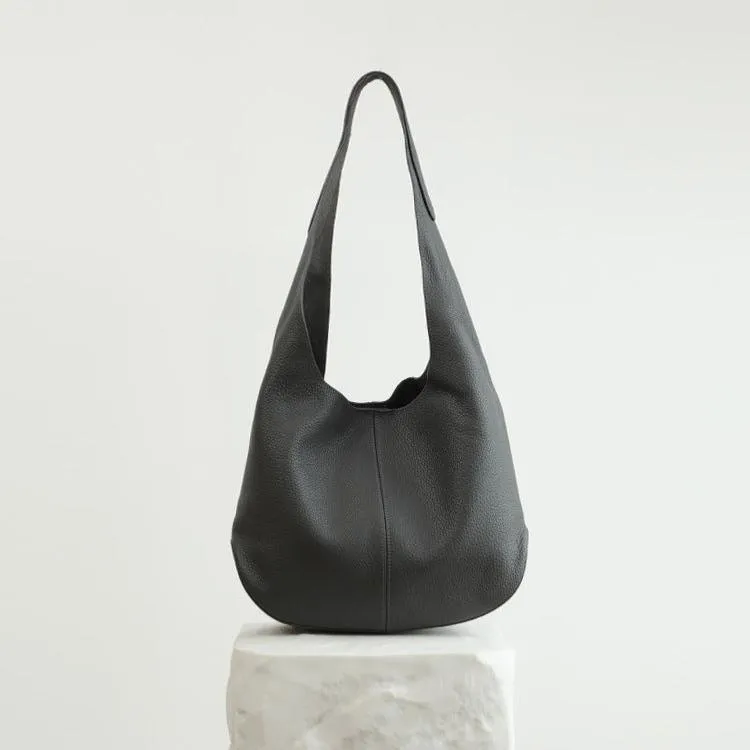 Essentials Genuine Leather Slouch Hobo Bag, Must-have Fashion Designer Bucket Tote Bag