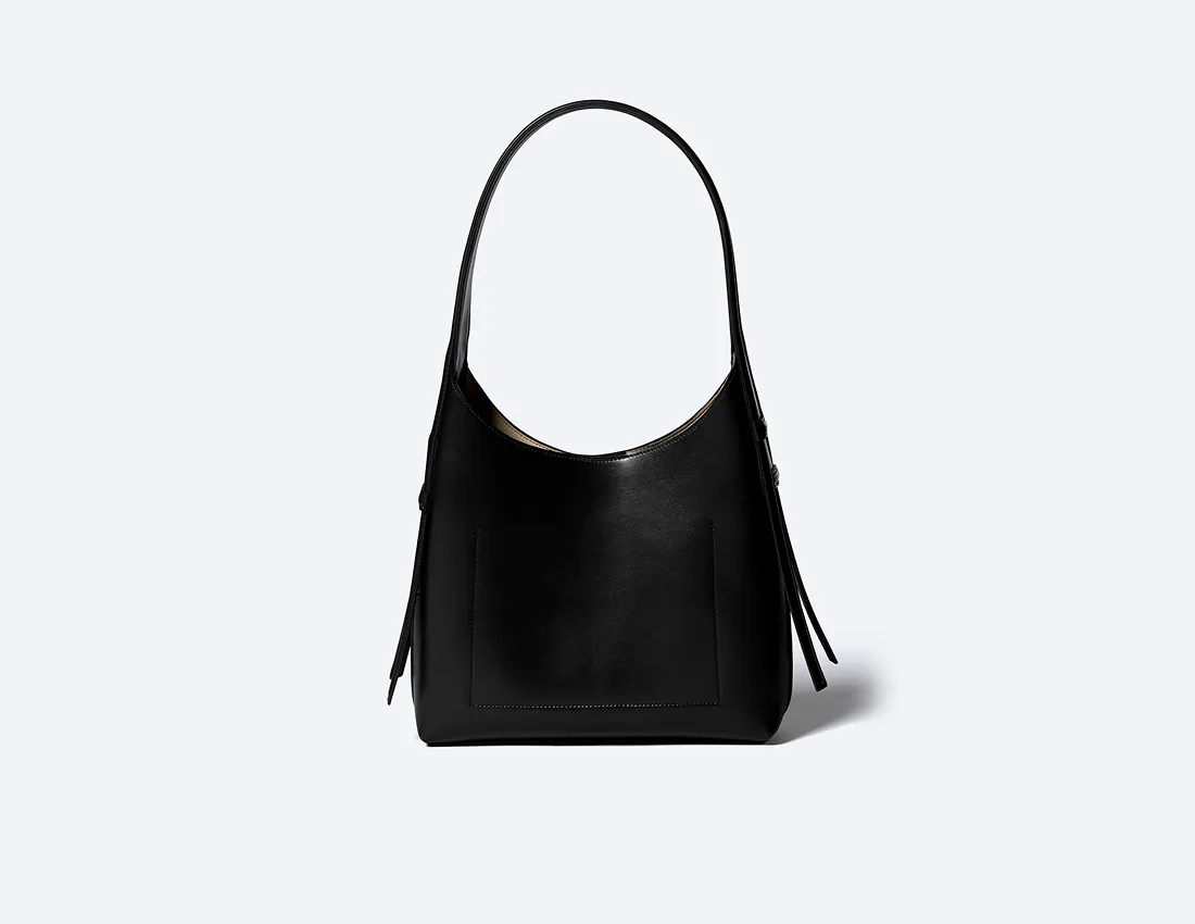 Frida Vegan Italian Grape Leather Shoulder Bag | Onyx