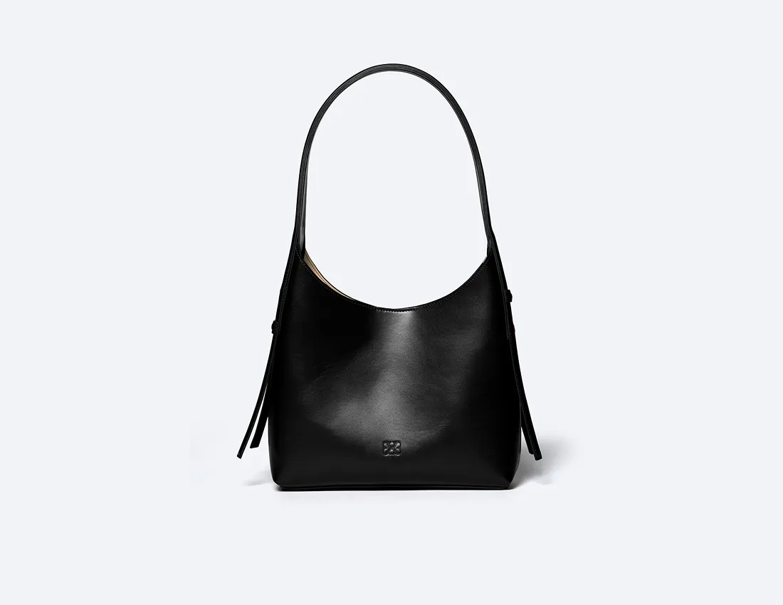 Frida Vegan Italian Grape Leather Shoulder Bag | Onyx