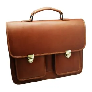 Full-Grain Leather Flapover Laptop Brief