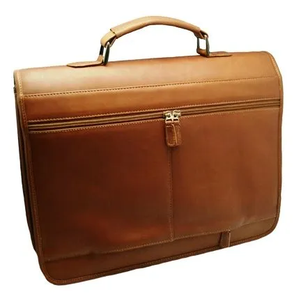 Full-Grain Leather Flapover Laptop Brief
