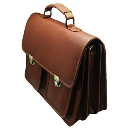 Full-Grain Leather Flapover Laptop Brief