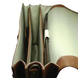 Full-Grain Leather Flapover Laptop Brief