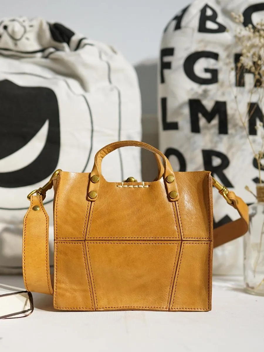 Full Grain Leather Shoulder Bag Fashion Crossbody Bag, Everyday Minimalist Leather Small Purse, Tan Black Coffee Gift for Her