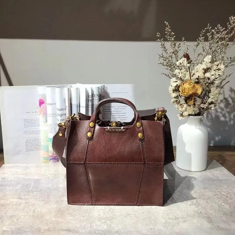 Full Grain Leather Shoulder Bag Fashion Crossbody Bag, Everyday Minimalist Leather Small Purse, Tan Black Coffee Gift for Her