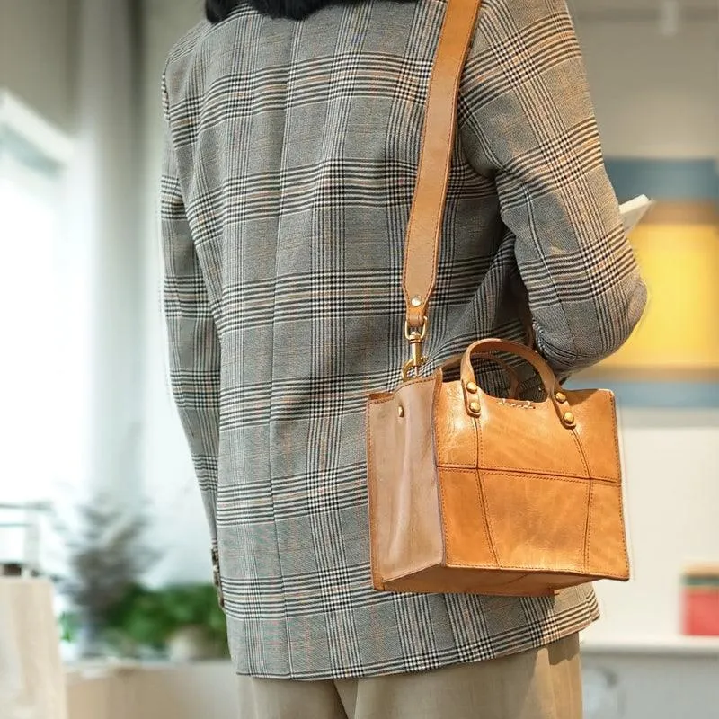 Full Grain Leather Shoulder Bag Fashion Crossbody Bag, Everyday Minimalist Leather Small Purse, Tan Black Coffee Gift for Her