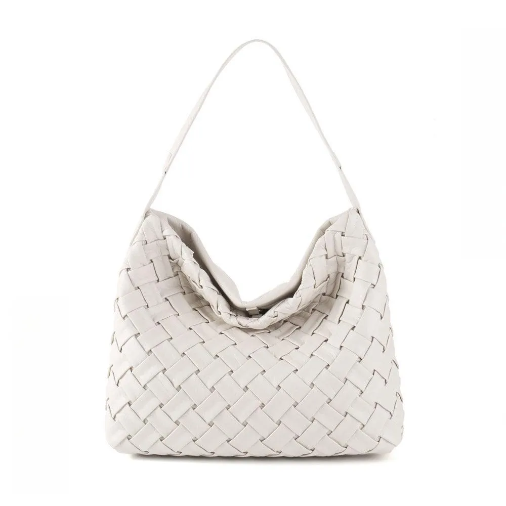 Handmade Soft Vegan Leather Woven Tote Bag for Women, Large Minimalist Commuter Shoulder Bag with Inner Pouch