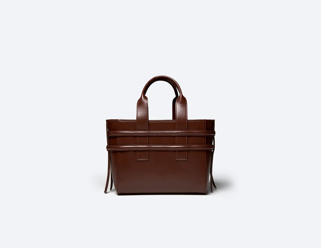 Hedy Vegan Italian Grape Leather Mini Tote | Cocoa