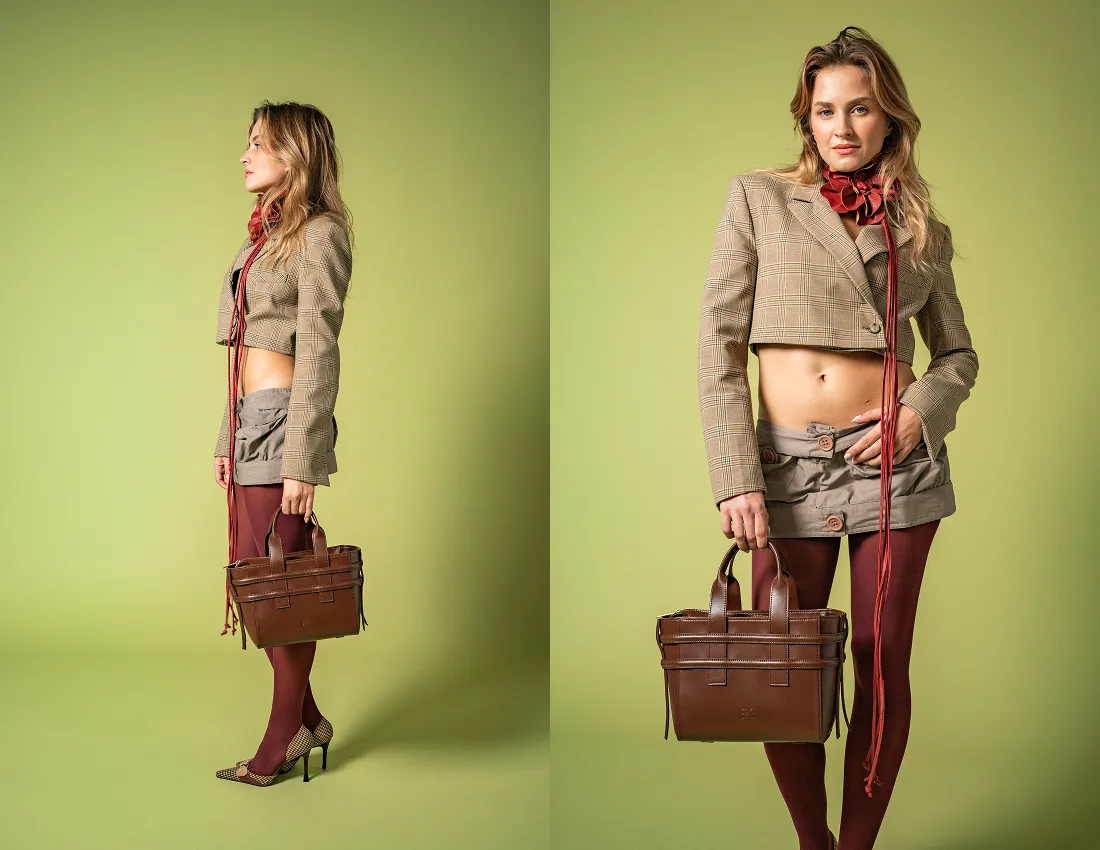Hedy Vegan Italian Grape Leather Mini Tote | Cocoa