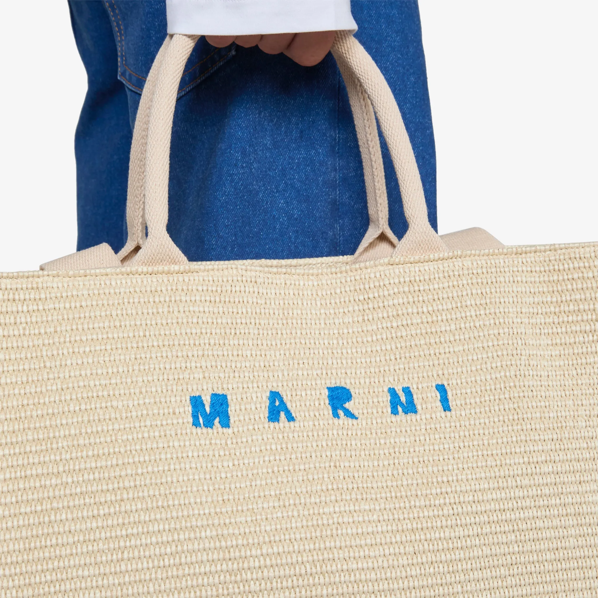 Large Basket Tote Silk White