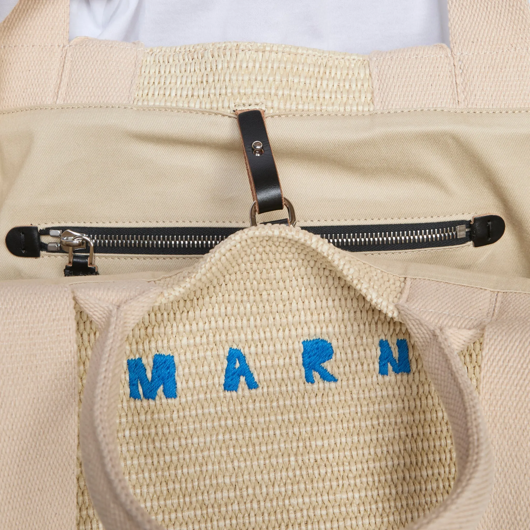 Large Basket Tote Silk White