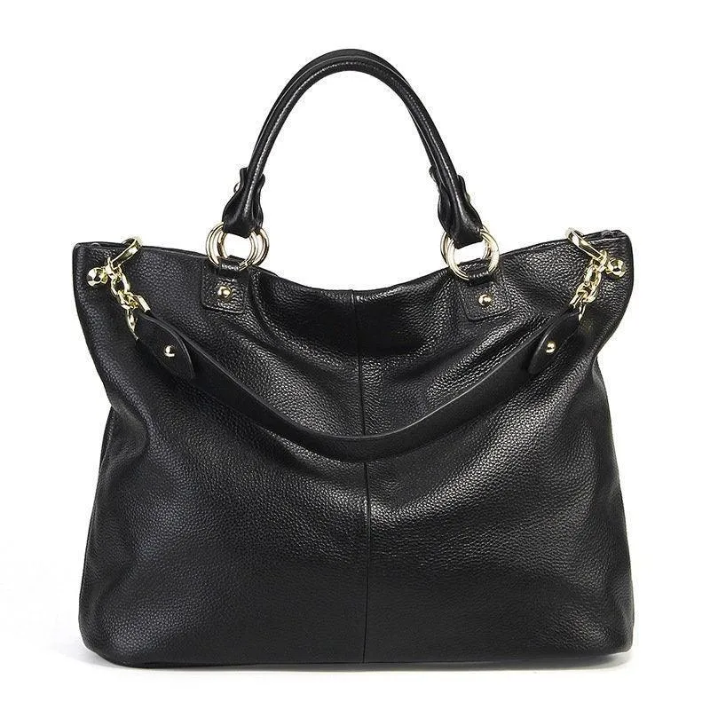 Large Leather Tote Bag | Leather Shoulder Bag | Soft Leather Handbag | Spacious and Durable | Black Brown Tote | Birthday Gift
