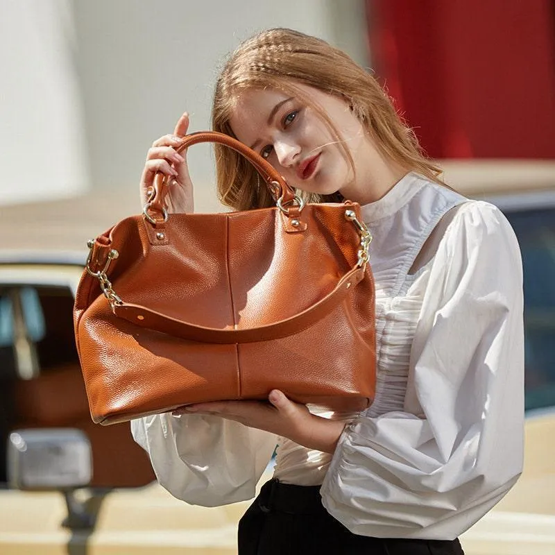 Large Leather Tote Bag | Leather Shoulder Bag | Soft Leather Handbag | Spacious and Durable | Black Brown Tote | Birthday Gift