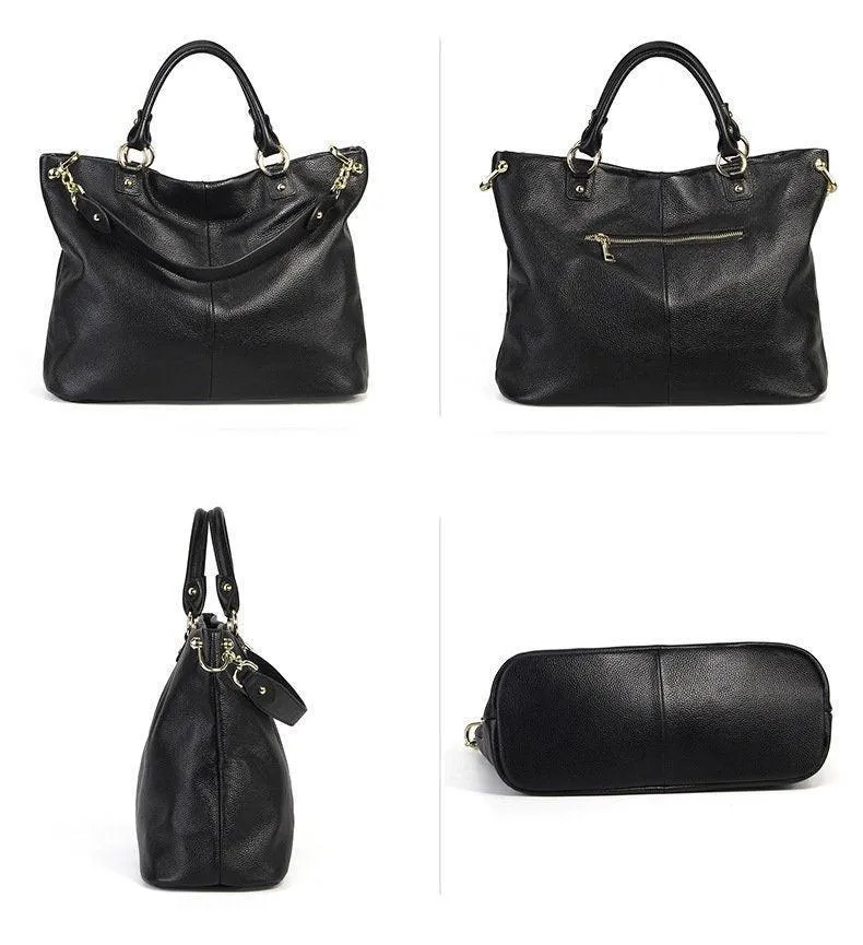 Large Leather Tote Bag | Leather Shoulder Bag | Soft Leather Handbag | Spacious and Durable | Black Brown Tote | Birthday Gift