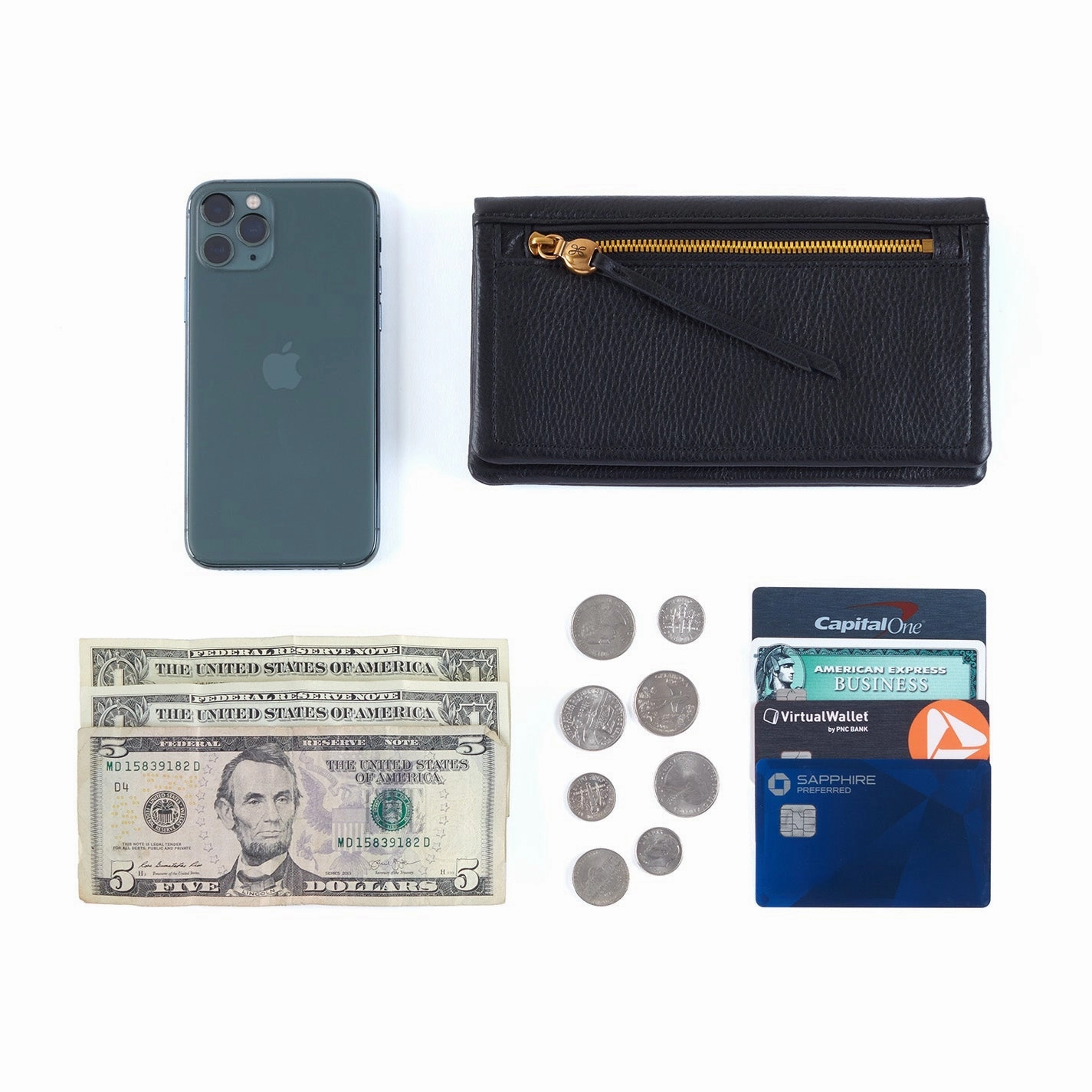 Lumen Continental Wallet In Metallic Leather - Gold Leaf