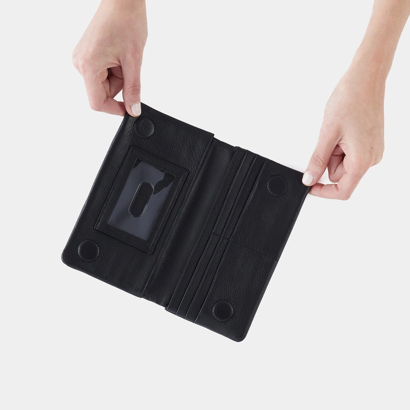 Lumen Continental Wallet In Pebbled Leather - Black
