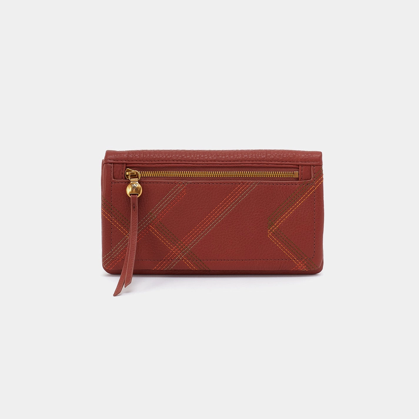 Lumen Continental Wallet In Pebbled Leather - Rust