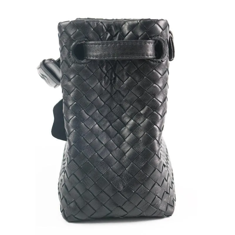 Luxury Handwoven Lambskin Leather Shoulder Bag, Soft Leather Versatile Top Handle & Underarm Design for Women