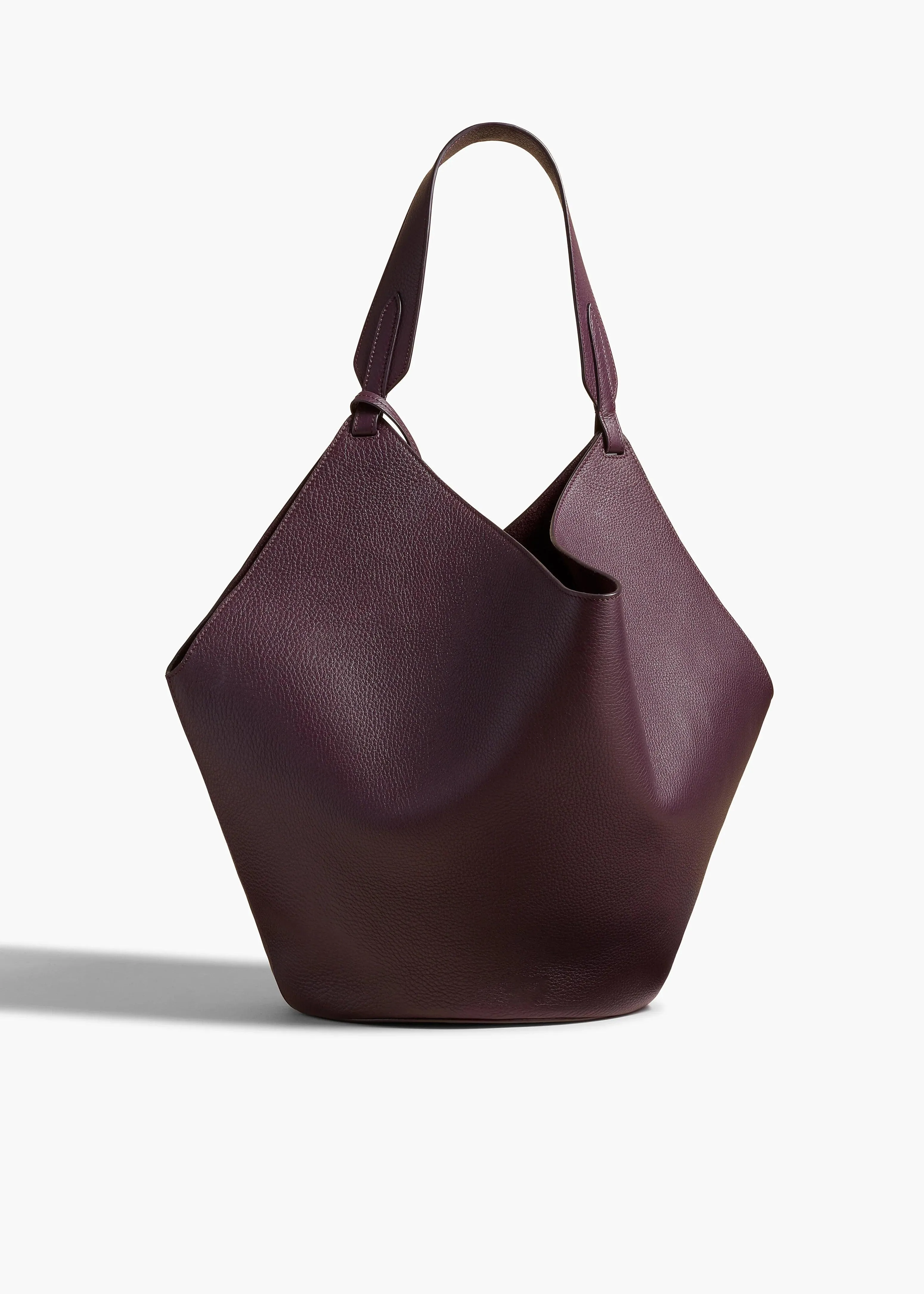 Luxury Pebbled Grain Leather Bucket Bag,  Large Minimalist Cowhide Leather Tote Bag