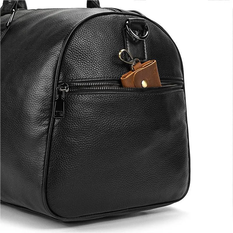 Men's or Women's Premium Leather Travel Duffel Bag | Carry-All Duffel - Handcrafted Waterproof Gym Carry-On with Shoe Compartment,