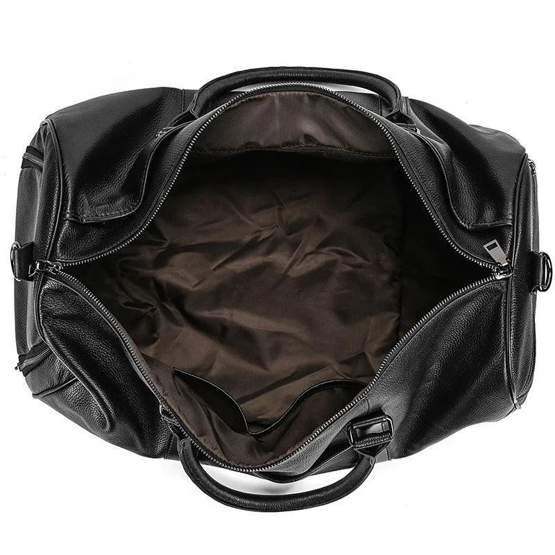 Men's or Women's Premium Leather Travel Duffel Bag | Carry-All Duffel - Handcrafted Waterproof Gym Carry-On with Shoe Compartment,