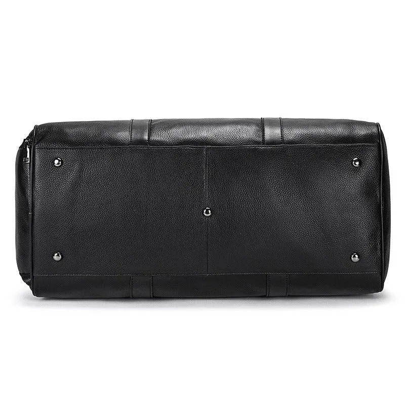 Men's or Women's Premium Leather Travel Duffel Bag | Carry-All Duffel - Handcrafted Waterproof Gym Carry-On with Shoe Compartment,