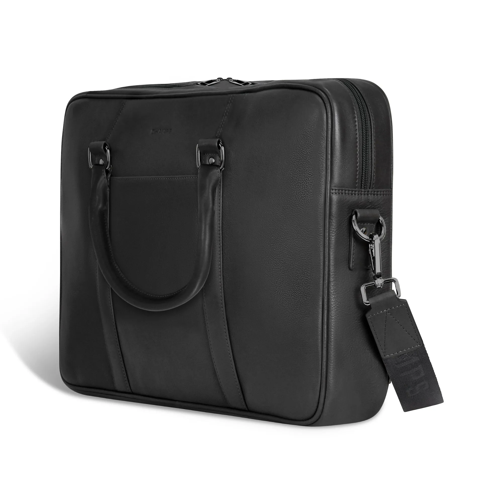 Onyx / Leather Slim Briefcase *Drop Ship*