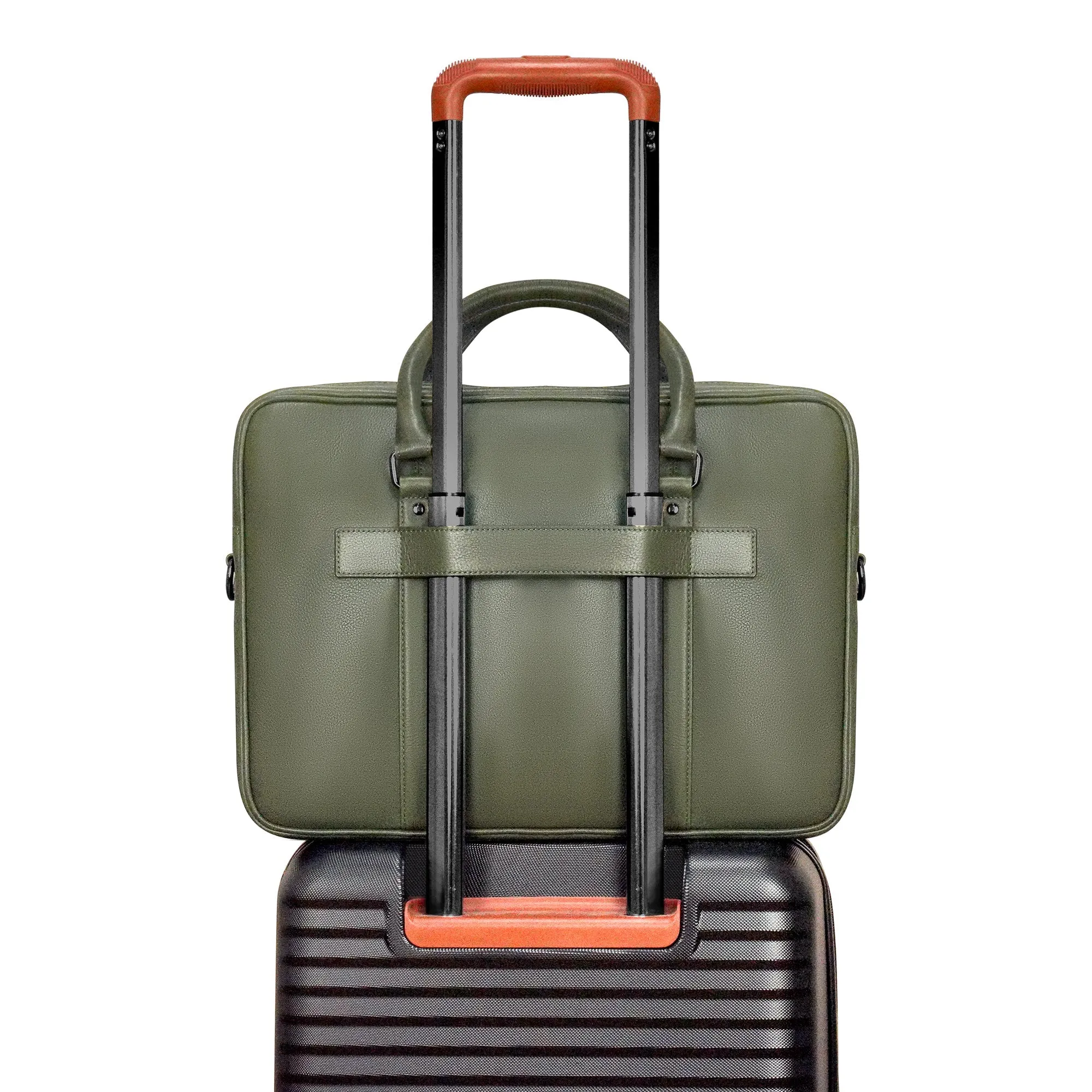 Onyx / Leather Slim Briefcase *Drop Ship*
