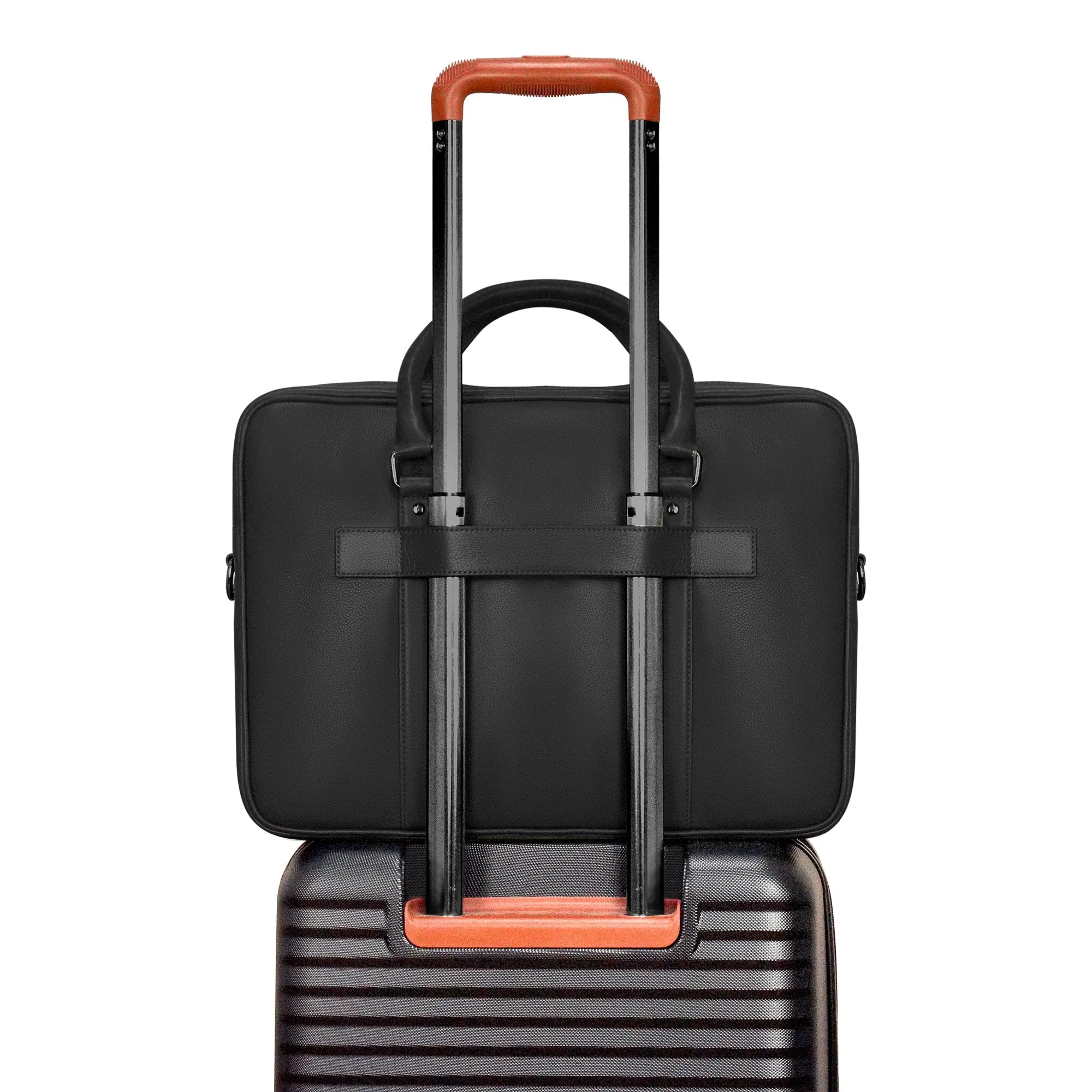 Onyx / Leather Slim Briefcase *Drop Ship*