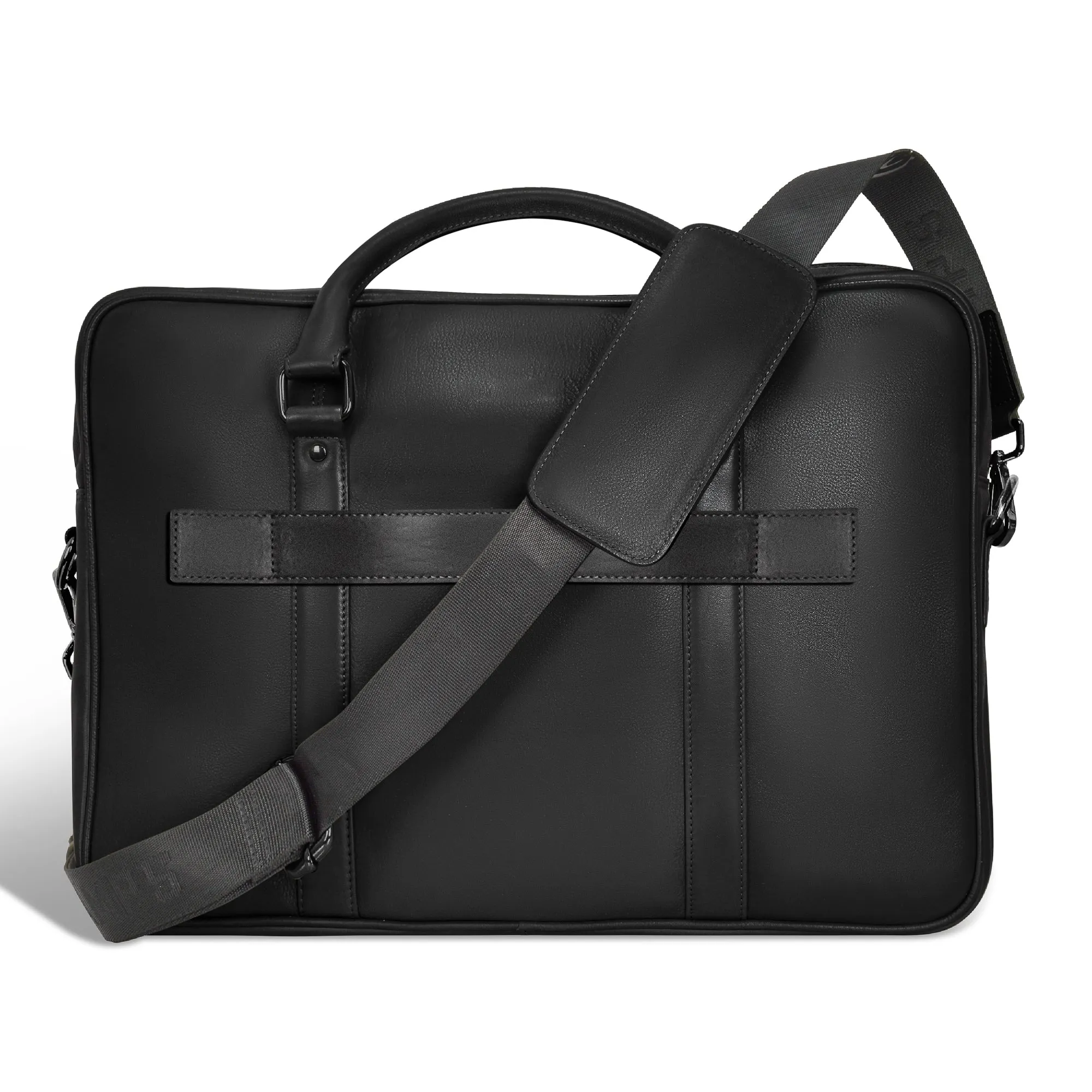 Onyx / Leather Slim Briefcase *Drop Ship*