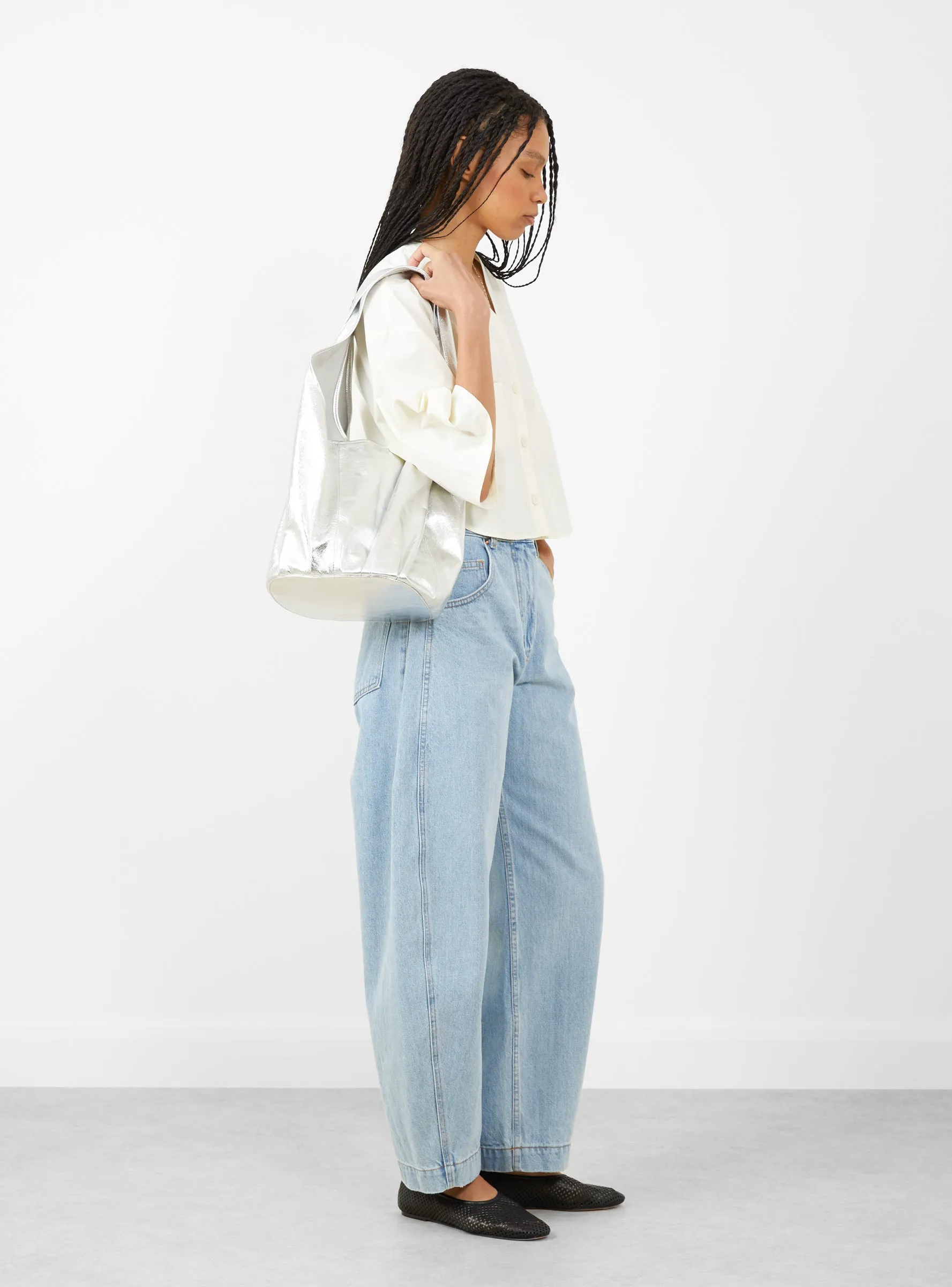Petite Pleat Shopper Silver