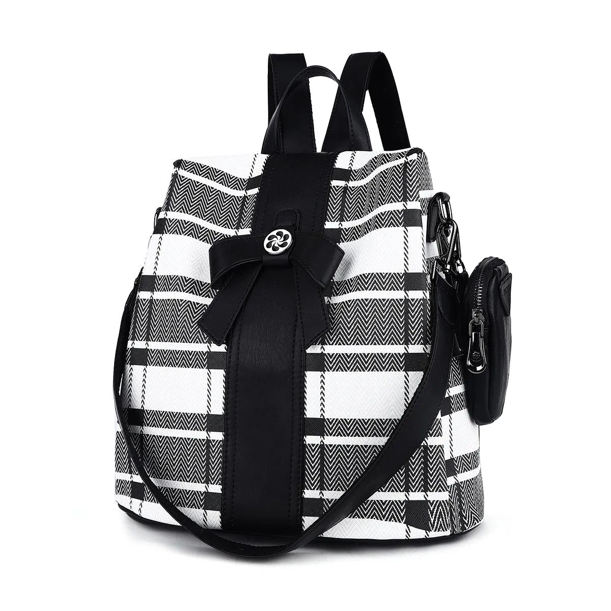 Plaid student multi-functional large capacity backpack