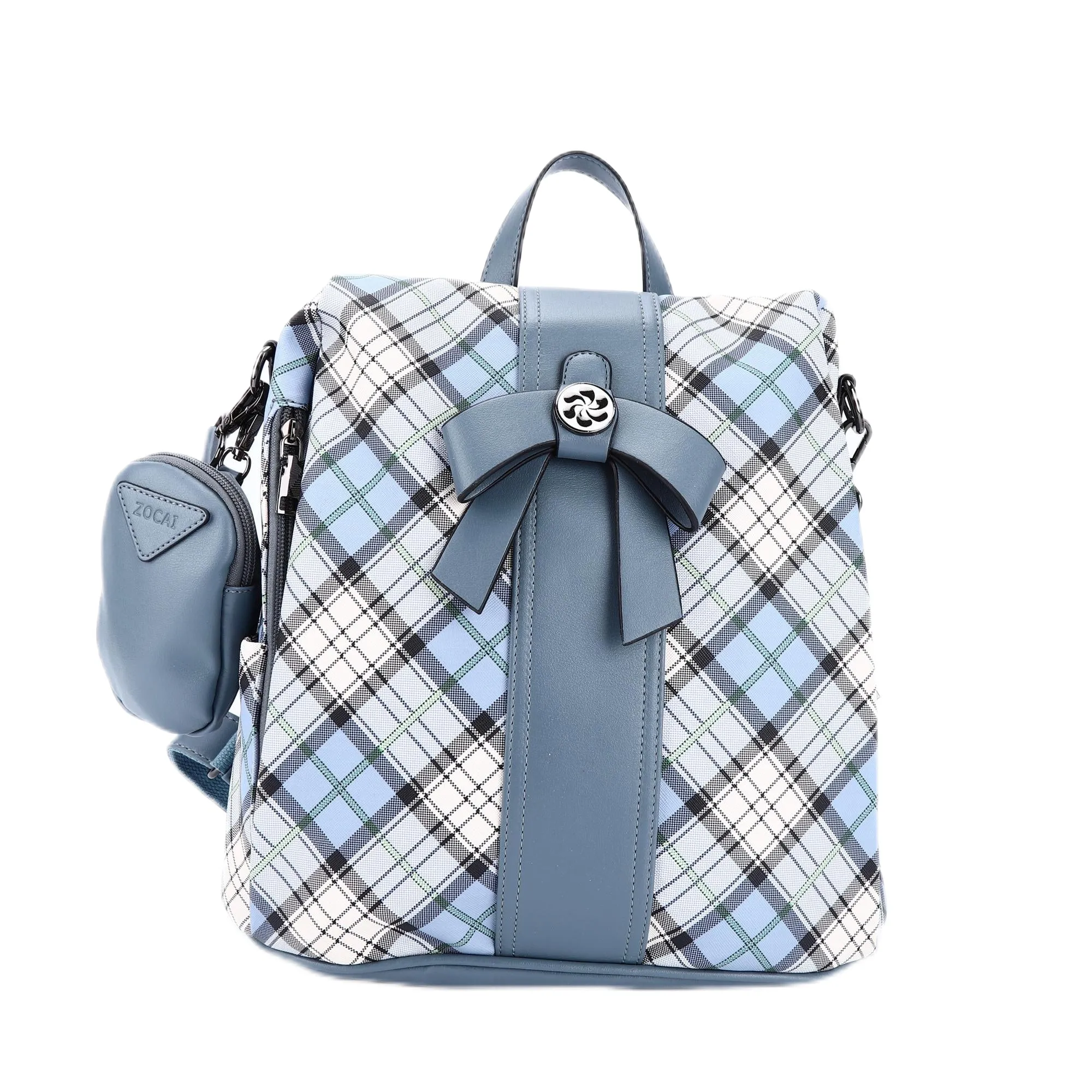 Plaid student multi-functional large capacity backpack