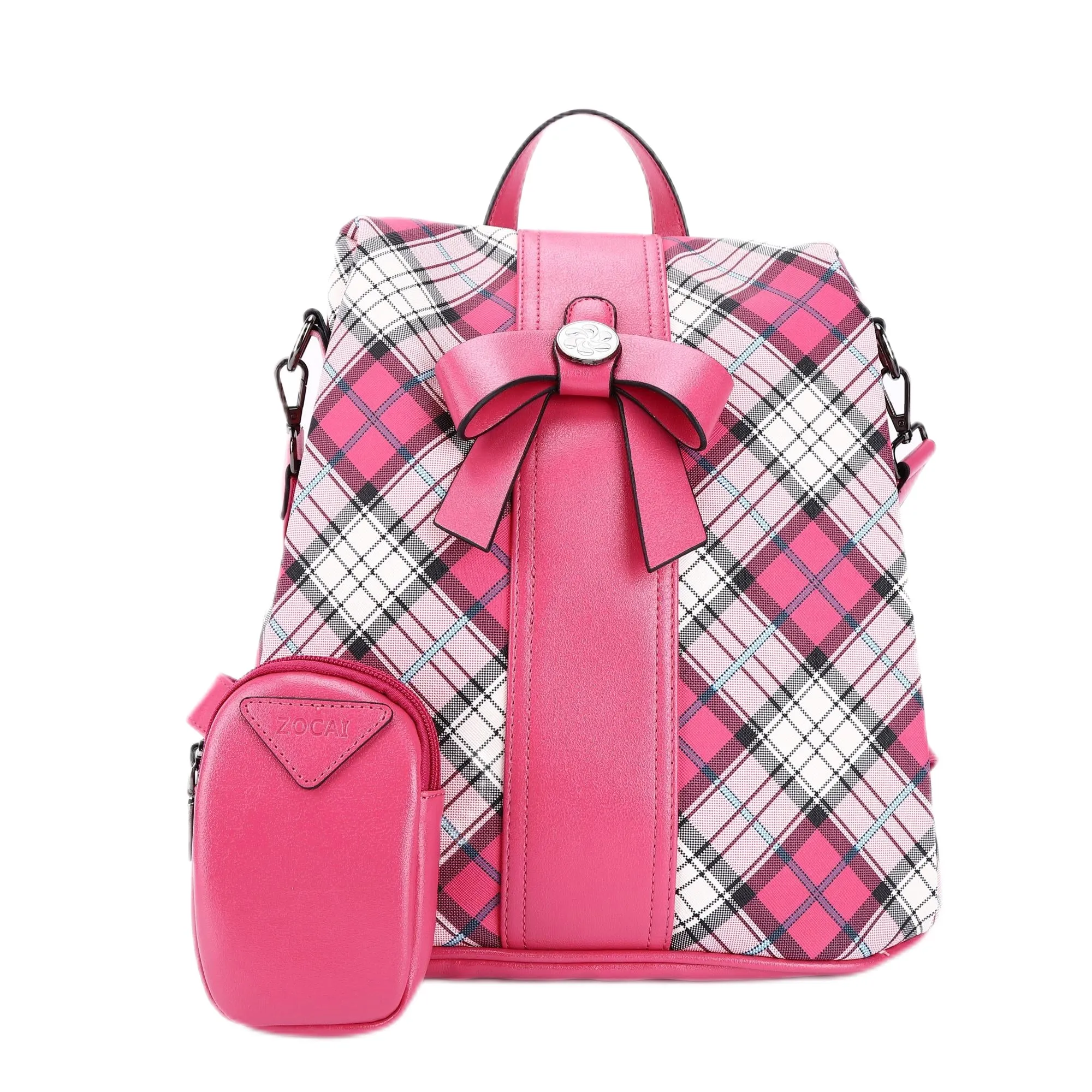 Plaid student multi-functional large capacity backpack