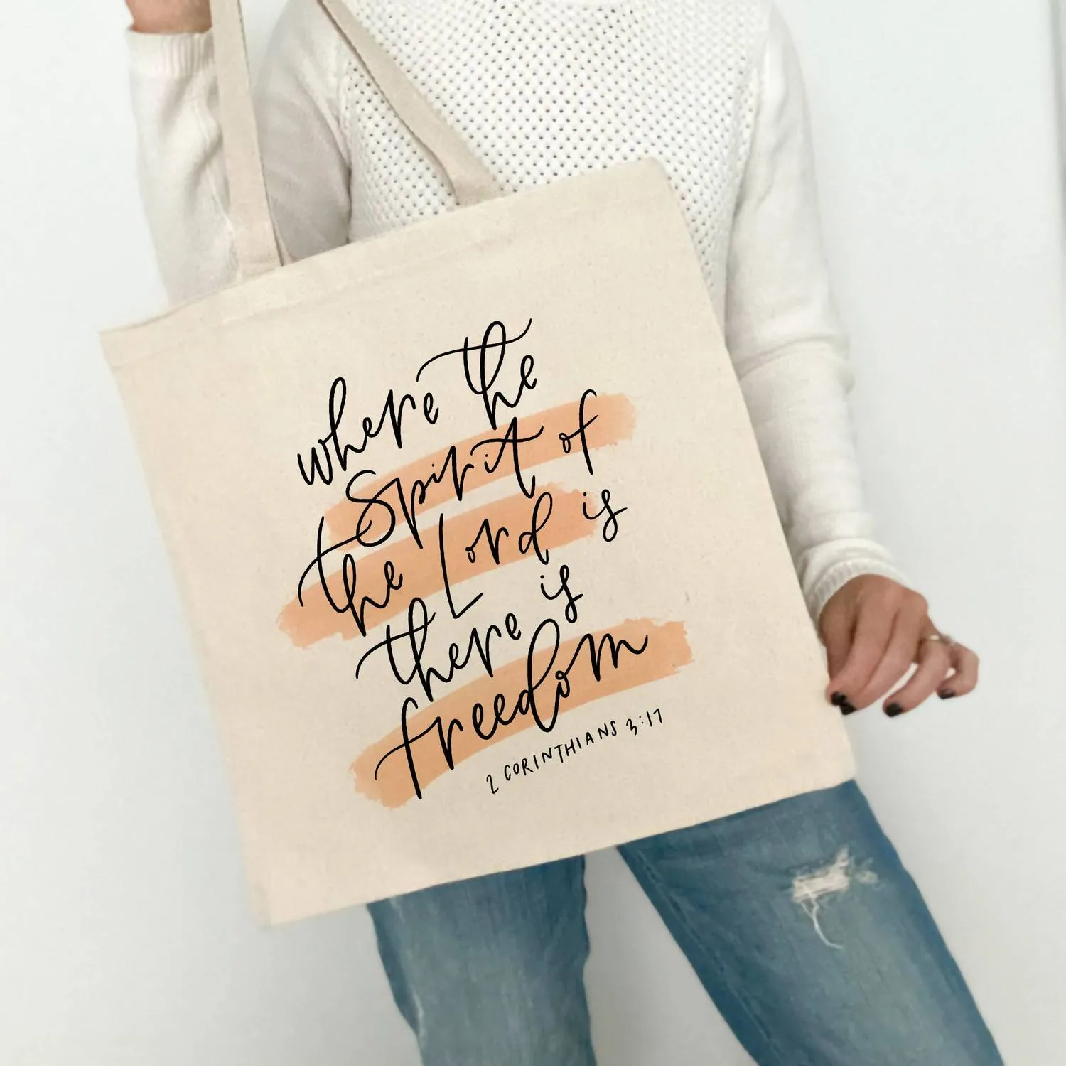 "spirit Of The Lord" Tote In Beige