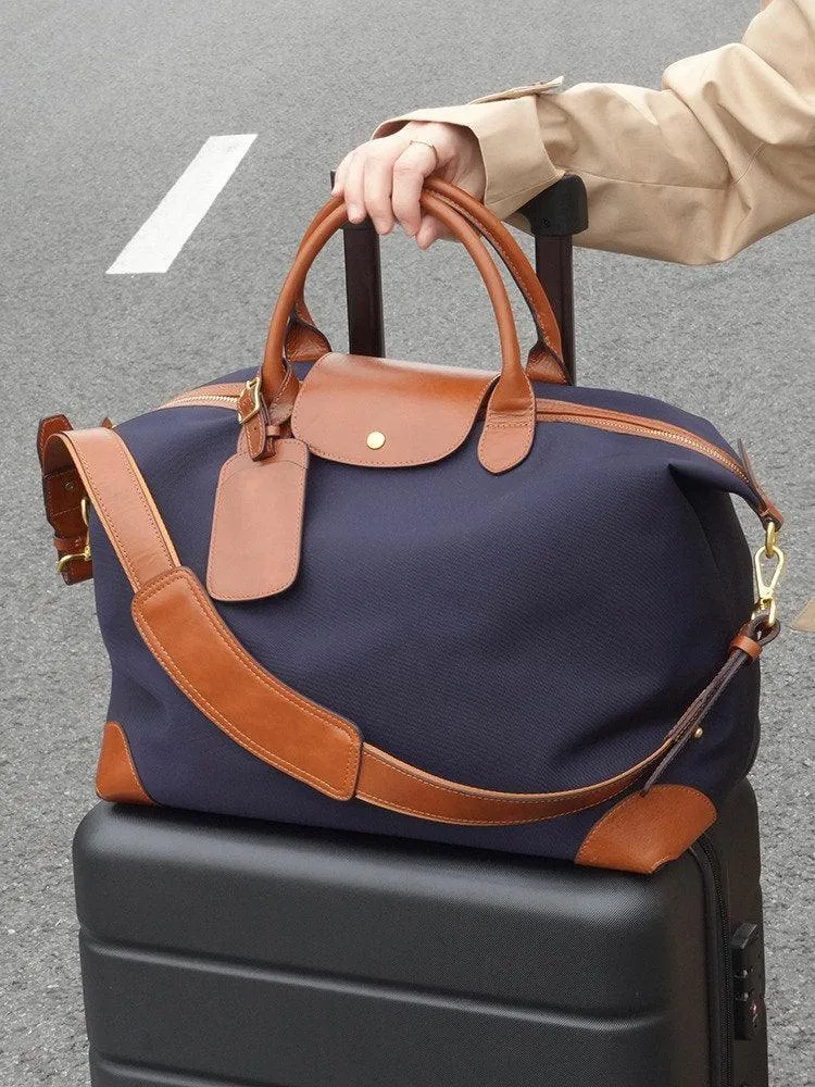 Recycled Nylon Cowhide Work Tote Bag, Handcrafted Women Travel Tote Bag, Men Traveling Bag, Laptop Bag, Personalised Initials Shopping Bag