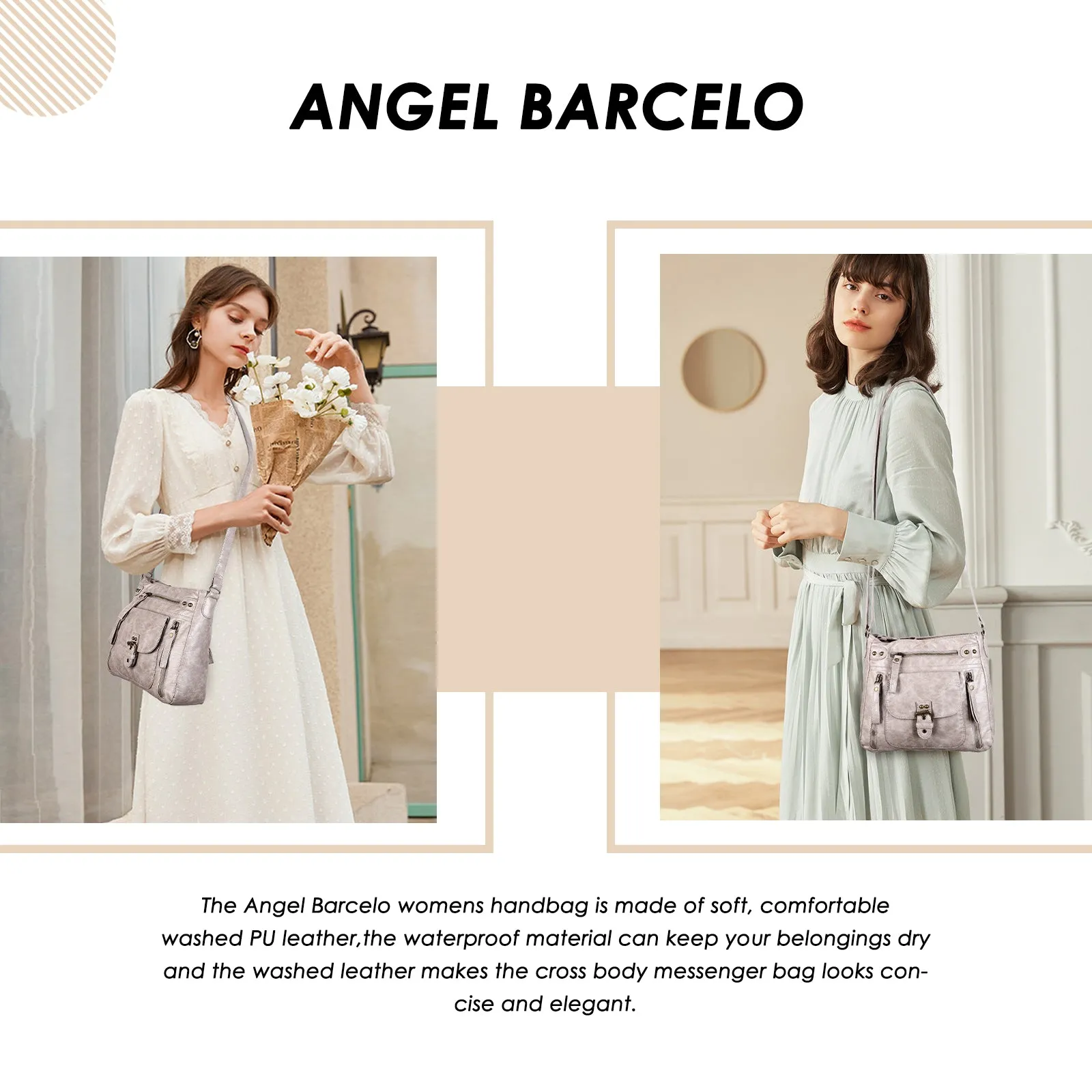 Solid color wash water pu leather adjustable shoulder strap daily shoulder bag