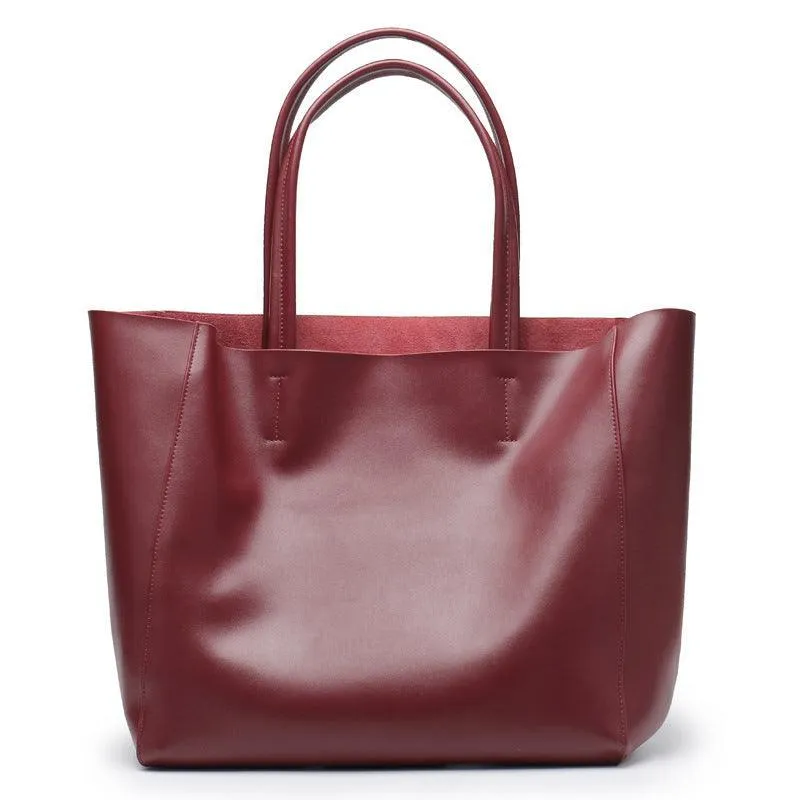 TOTE leather bag, Soft GENUINE leather bag, Large beige leather bag, Laptop, tablet bag, leather bag for books, leather shopper, Wine