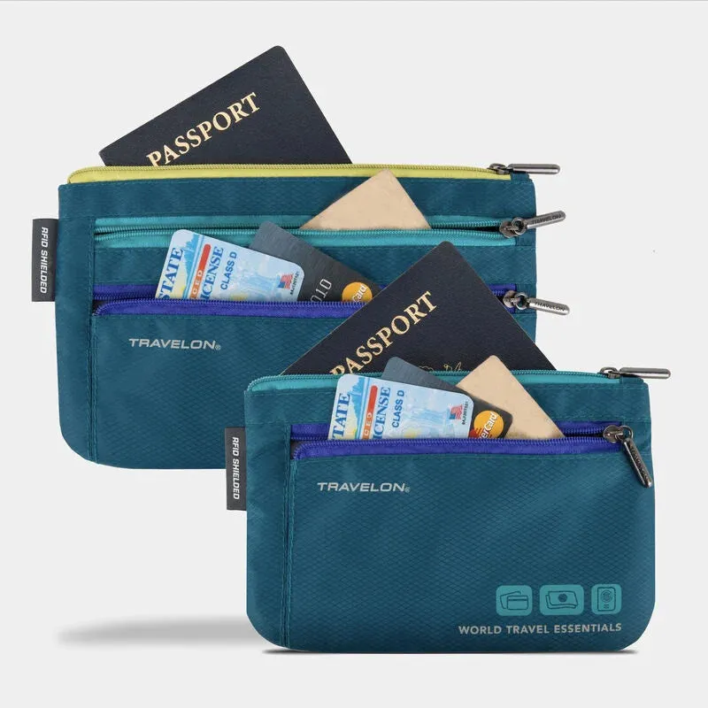 Travelon World Travel Essentials Set of 2 RFID Currency & Passport Organizers