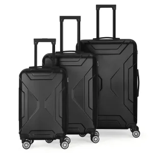 X Stripe Luggage Travel 3-Piece Set Black